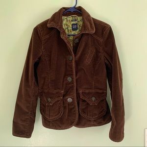 Gap Brown Corduroy Blazer w/ Floral Lining